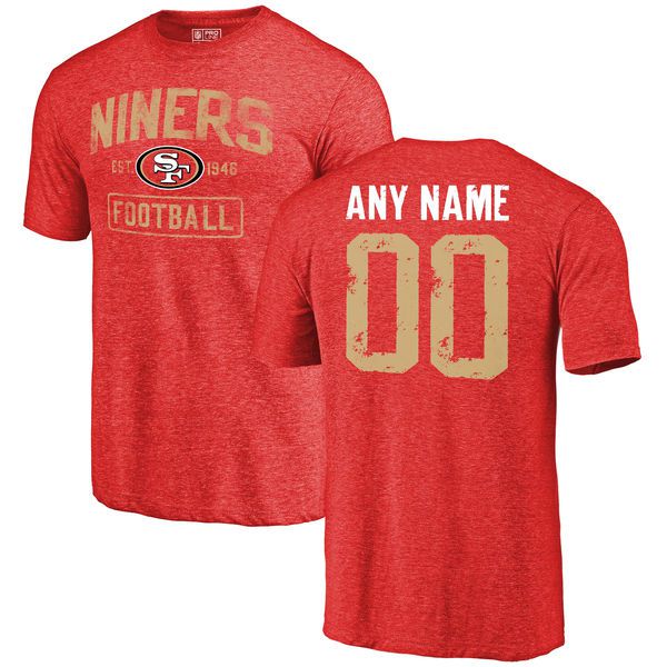 Men San Francisco 49ers NFL Pro Line by Fanatics Branded Red Distressed Custom Name and Number Tri-Blend T-Shirt